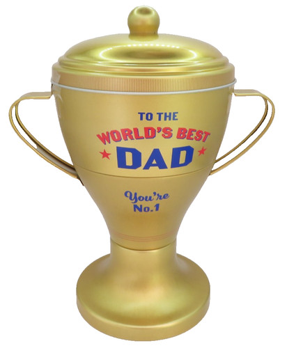 Dad trophy shaped biscuit tin - dad,